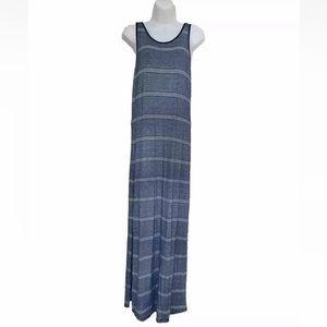 Jo & Co Striped Maxi Dress Rayon/Spandex Side Slits Lightweight Large EUC